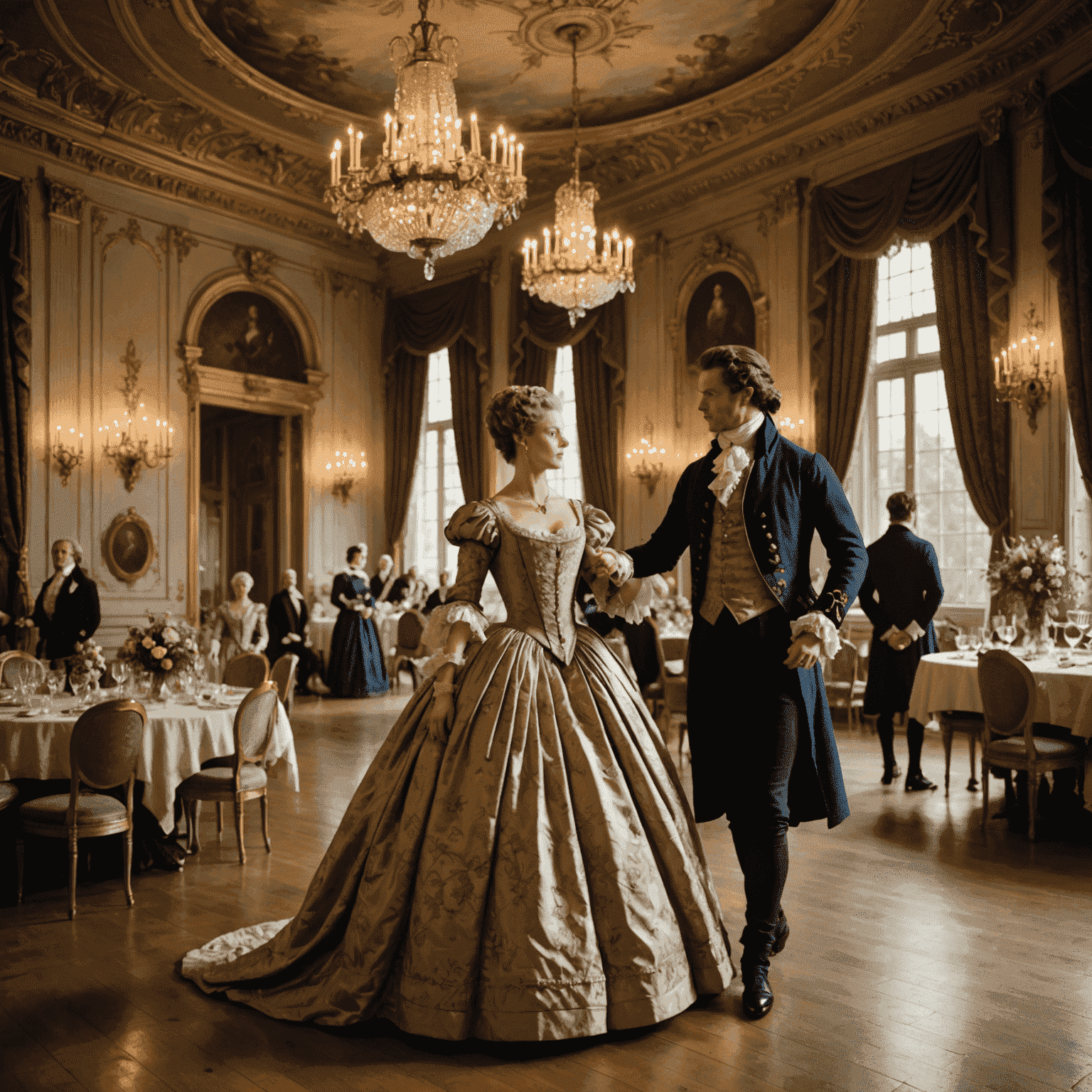 Cover of a historical fiction novel depicting a grand 18th-century ballroom scene